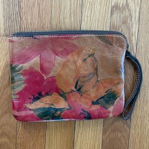 Patricia Nash leather floral wristlet